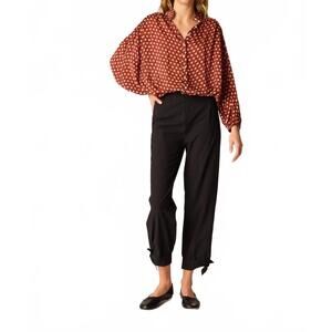 NEW NATALIE MARTIN rayon print iris top in cappuccino polka dot
